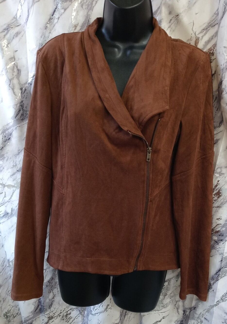 Jessica Simpson Jacket Womens Size M Brown Suede Full Zip Long Sleeve